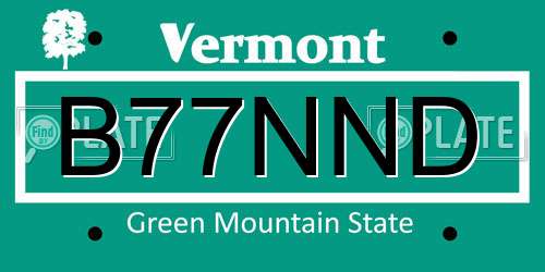 B77NND Vermont License Plate
