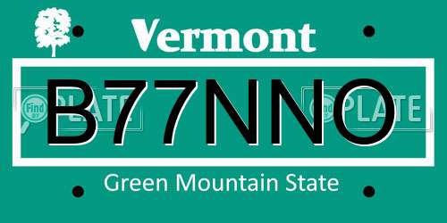 B77NNO Vermont License Plate