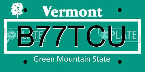 B77TCU Vermont License Plate