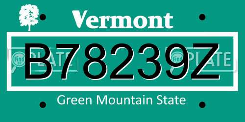 B78239Z Vermont License Plate