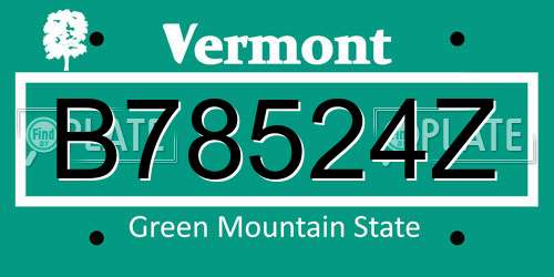 B78524Z Vermont License Plate
