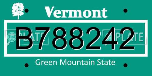B788242 Vermont License Plate