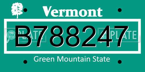 B788247 Vermont License Plate