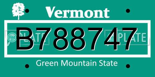 B788747 Vermont License Plate