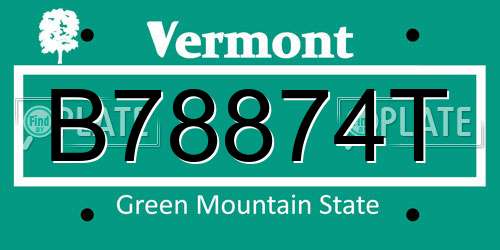 B78874T Vermont License Plate