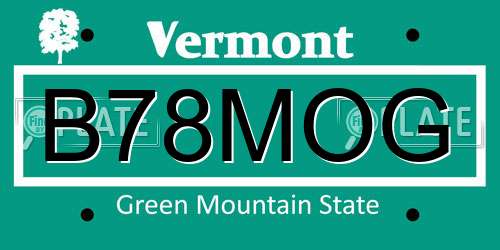 B78MOG Vermont License Plate