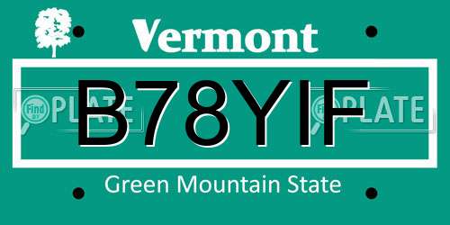 B78YIF Vermont License Plate