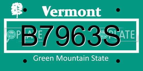 B7963S Vermont License Plate