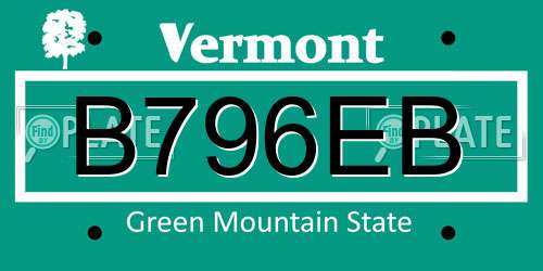 B796EB Vermont License Plate