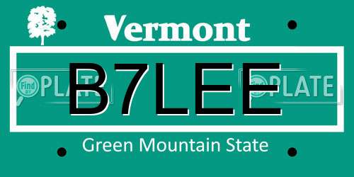 B7LEE Vermont License Plate