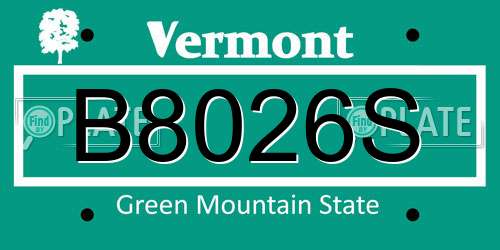 B8026S Vermont License Plate