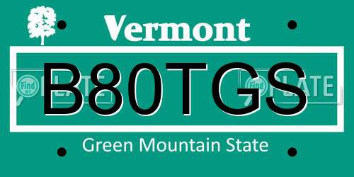 B80TGS Vermont License Plate