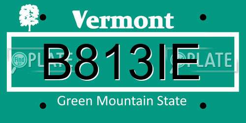 B813IE Vermont License Plate