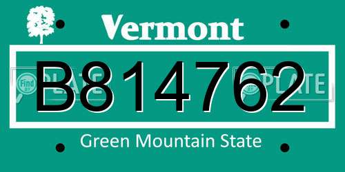 B814762 Vermont License Plate