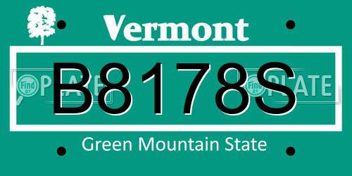 B8178S Vermont License Plate