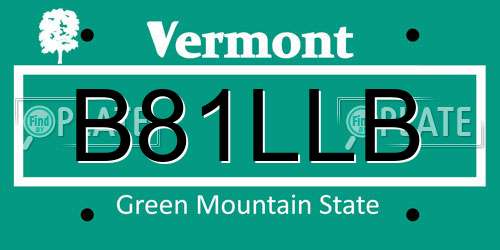 B81LLB Vermont License Plate