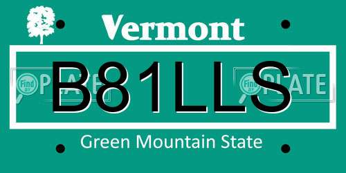 B81LLS Vermont License Plate