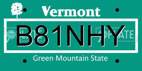B81NHY Vermont License Plate