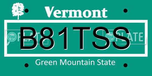 B81TSS Vermont License Plate