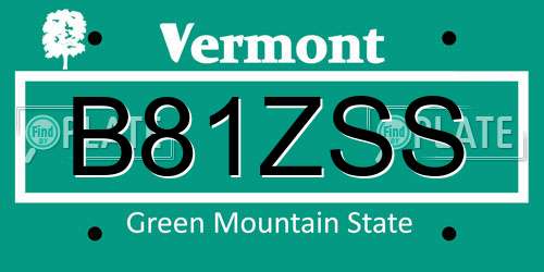 B81ZSS Vermont License Plate