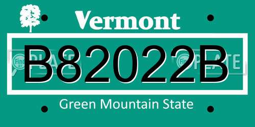 B82022B Vermont License Plate