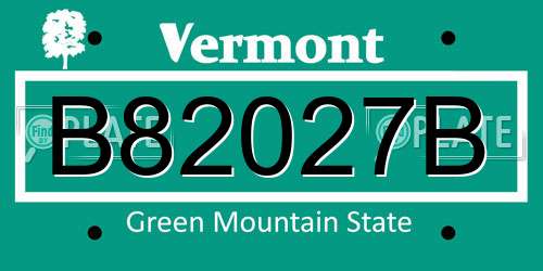 B82027B Vermont License Plate