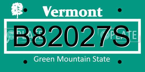 B82027S Vermont License Plate
