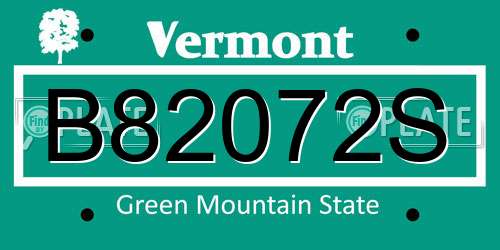 B82072S Vermont License Plate