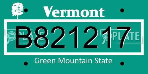 B821217 Vermont License Plate