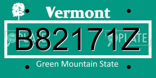 B82171Z Vermont License Plate