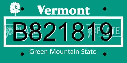 B821819 Vermont License Plate