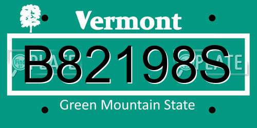 B82198S Vermont License Plate