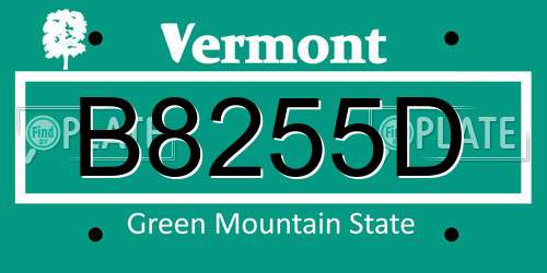 B8255D Vermont License Plate