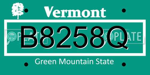 B8258Q Vermont License Plate