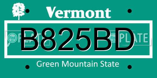 B825BD Vermont License Plate