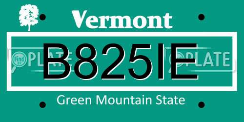 B825IE Vermont License Plate