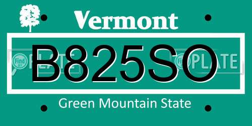 B825SO Vermont License Plate