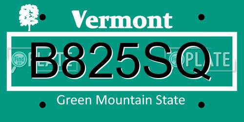 B825SQ Vermont License Plate