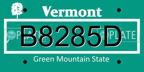 B8285D Vermont License Plate