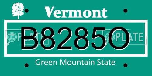 B8285O Vermont License Plate