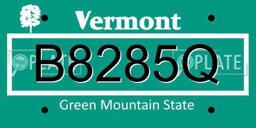 B8285Q Vermont License Plate