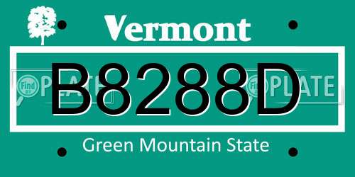 B8288D Vermont License Plate