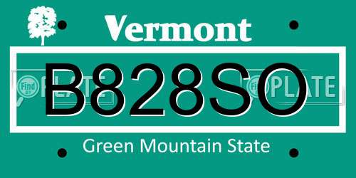 B828SO Vermont License Plate