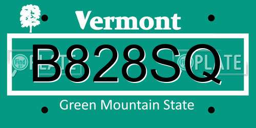 B828SQ Vermont License Plate
