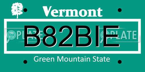 B82BIE Vermont License Plate