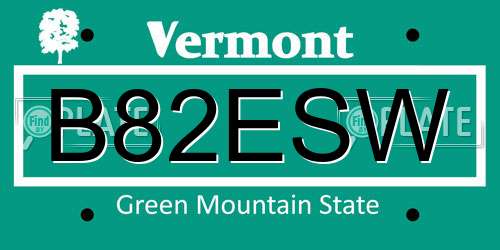 B82ESW Vermont License Plate