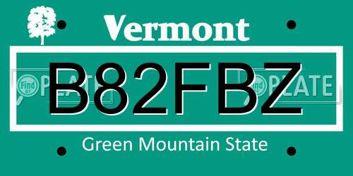 B82FBZ Vermont License Plate