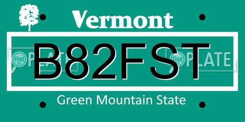 B82FST Vermont License Plate