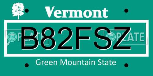 B82FSZ Vermont License Plate