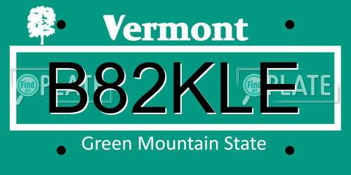 B82KLE Vermont License Plate